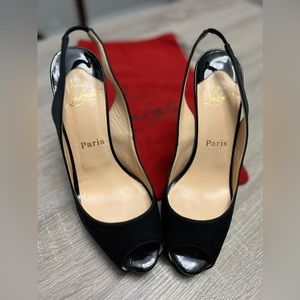 Christian Louboutin patten leather peep toed sling back heels size 39 or…